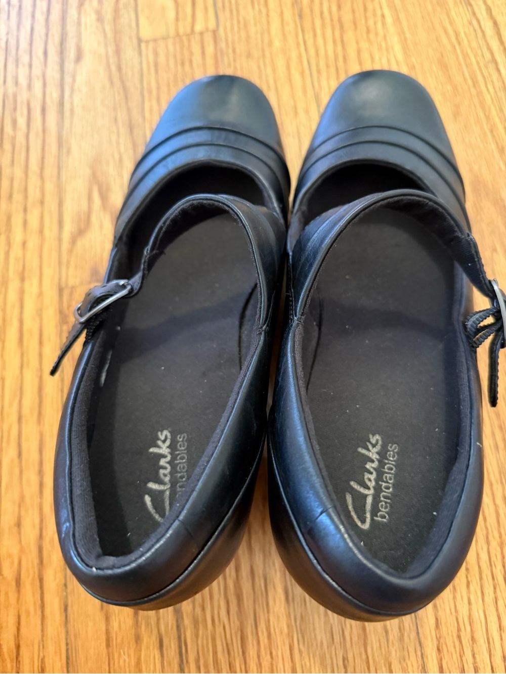 Clarks Black Mary Jane Block Heel Shoes - Picture 5 of 7